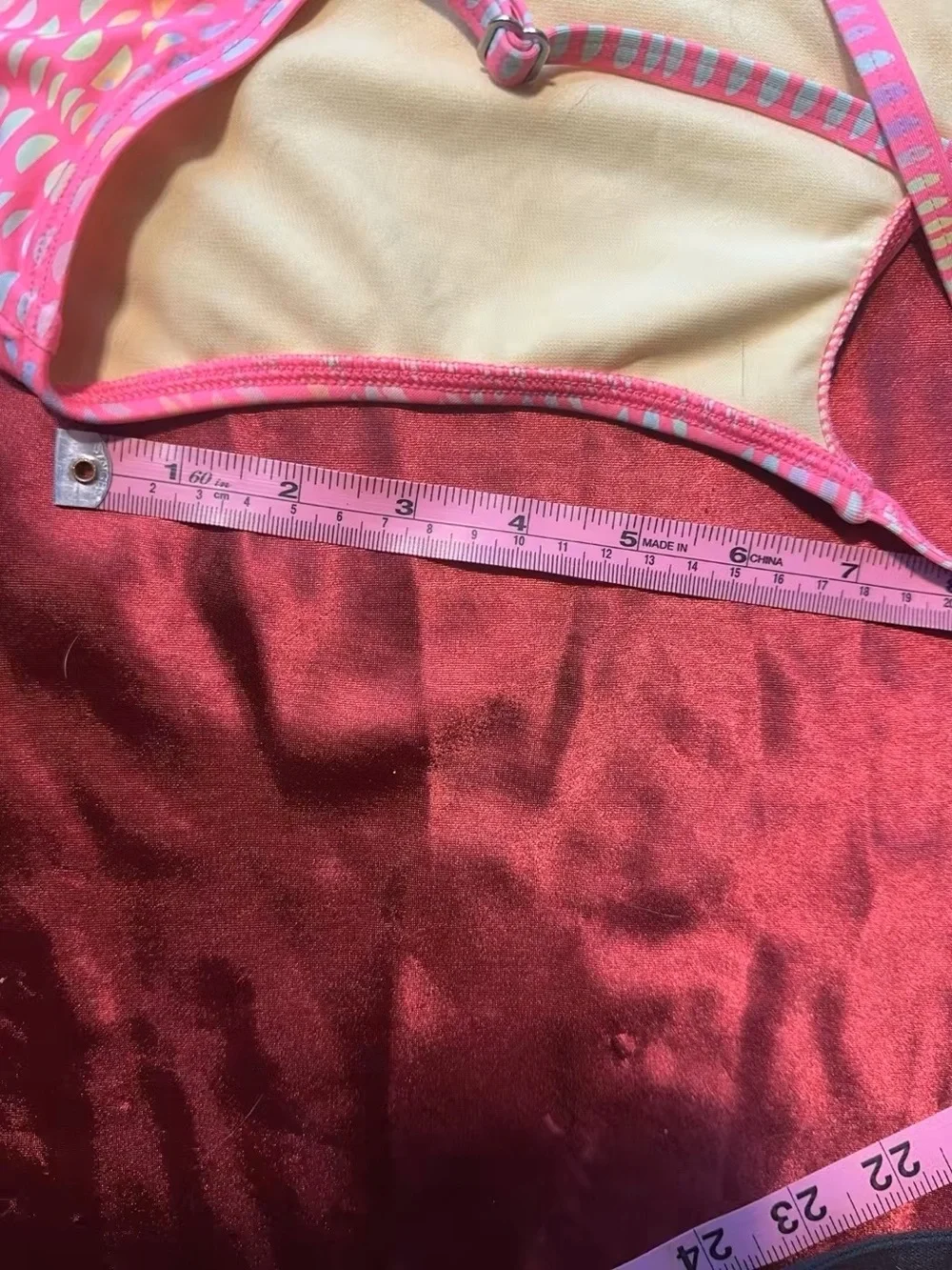 Lands' End Pink and White Patterned Swim Top